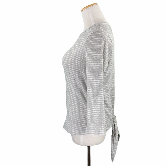 Code X Mode Gray Striped Long Sleeve Tie Back Tee - Picture 9 of 13